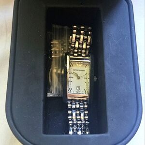 New Emporio Armani Silver Bracelet Watch Adjustable AR0102 Black Gift Box